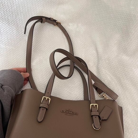 COACH MOLLIE 25 LEATHER TOTE BAG (DARK STONE) - Picture 4 of 7